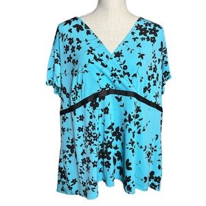 Cato Teal Floral Blouse